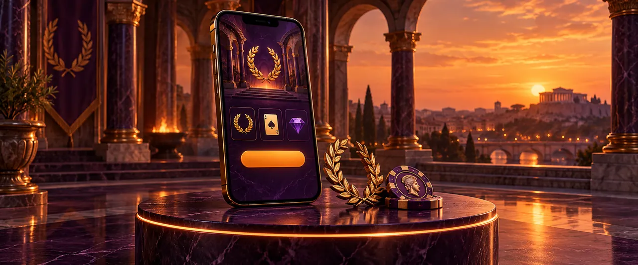 Illustration d’un smartphone aux couleurs de Julius dans un décor romain